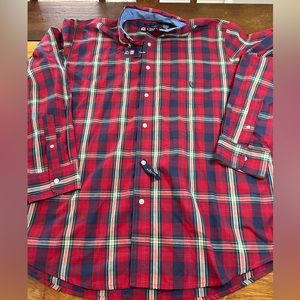 Men’s XL Chaps Button Down Red Plaid Shirt NWT
